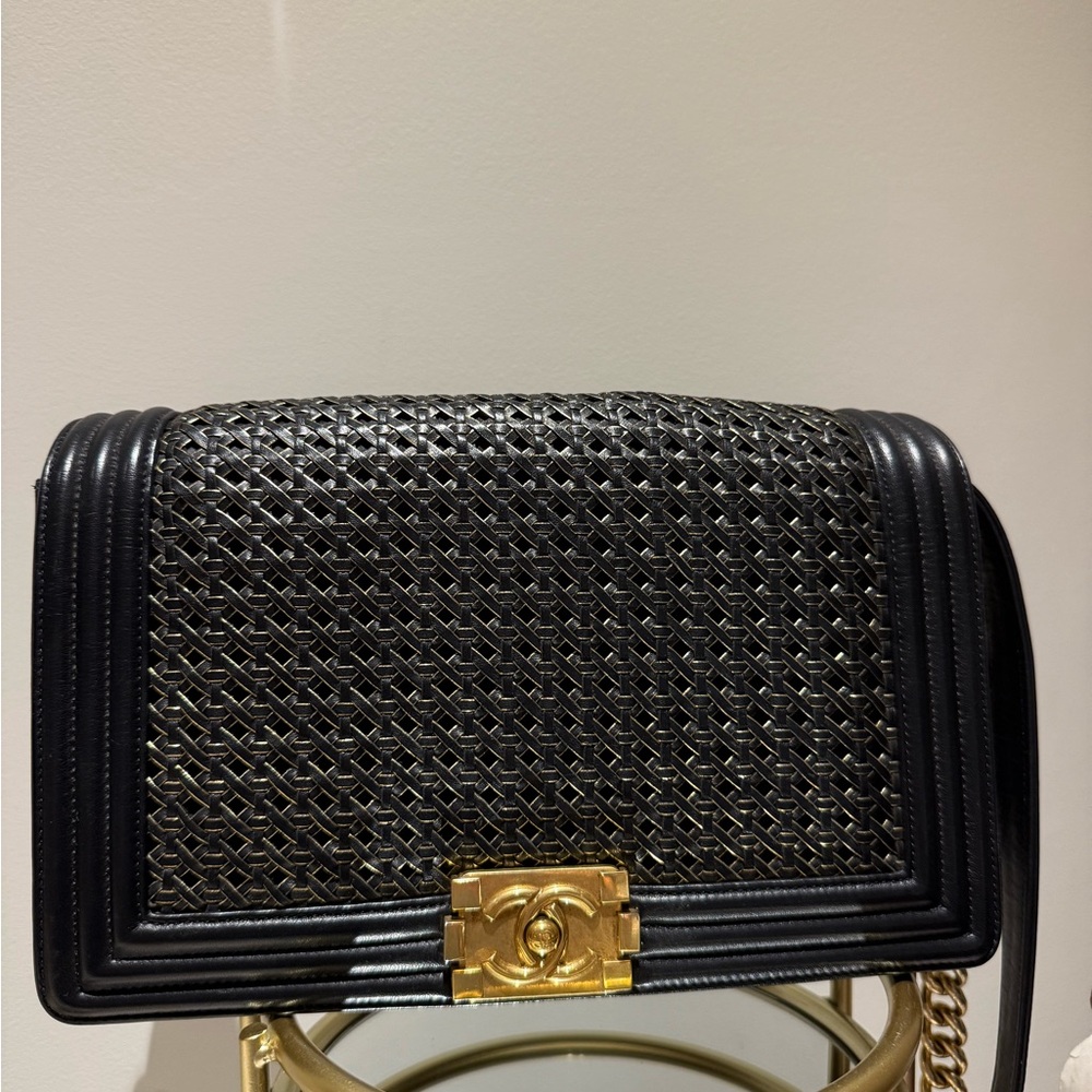 CHANEL Black Crossbody Bag with Gold Hardware